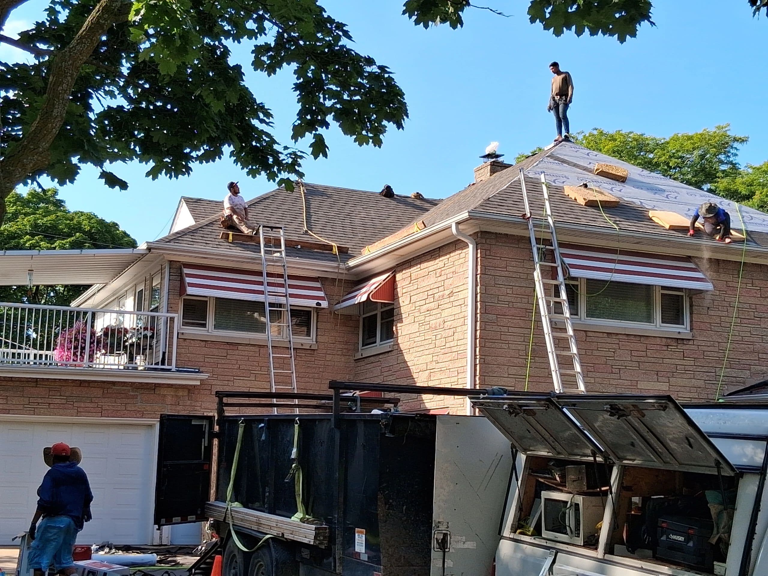Before storm damage repair with lifted shingle field in New Berlin
